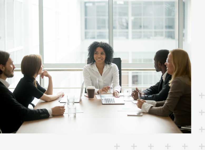 business meeting lead by colored woman